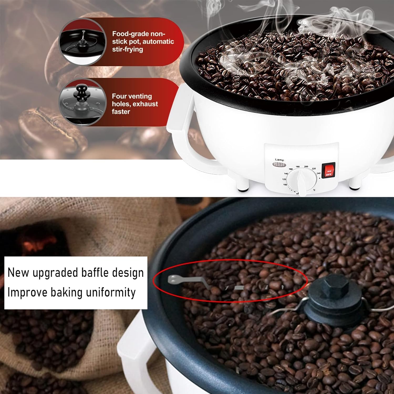 Sonifer Coffee Beans & Popcorn Roasting Machine – 1200W High-Capacity Home Coffee Roaster (300–500g) - LIFE STORES UGANDA