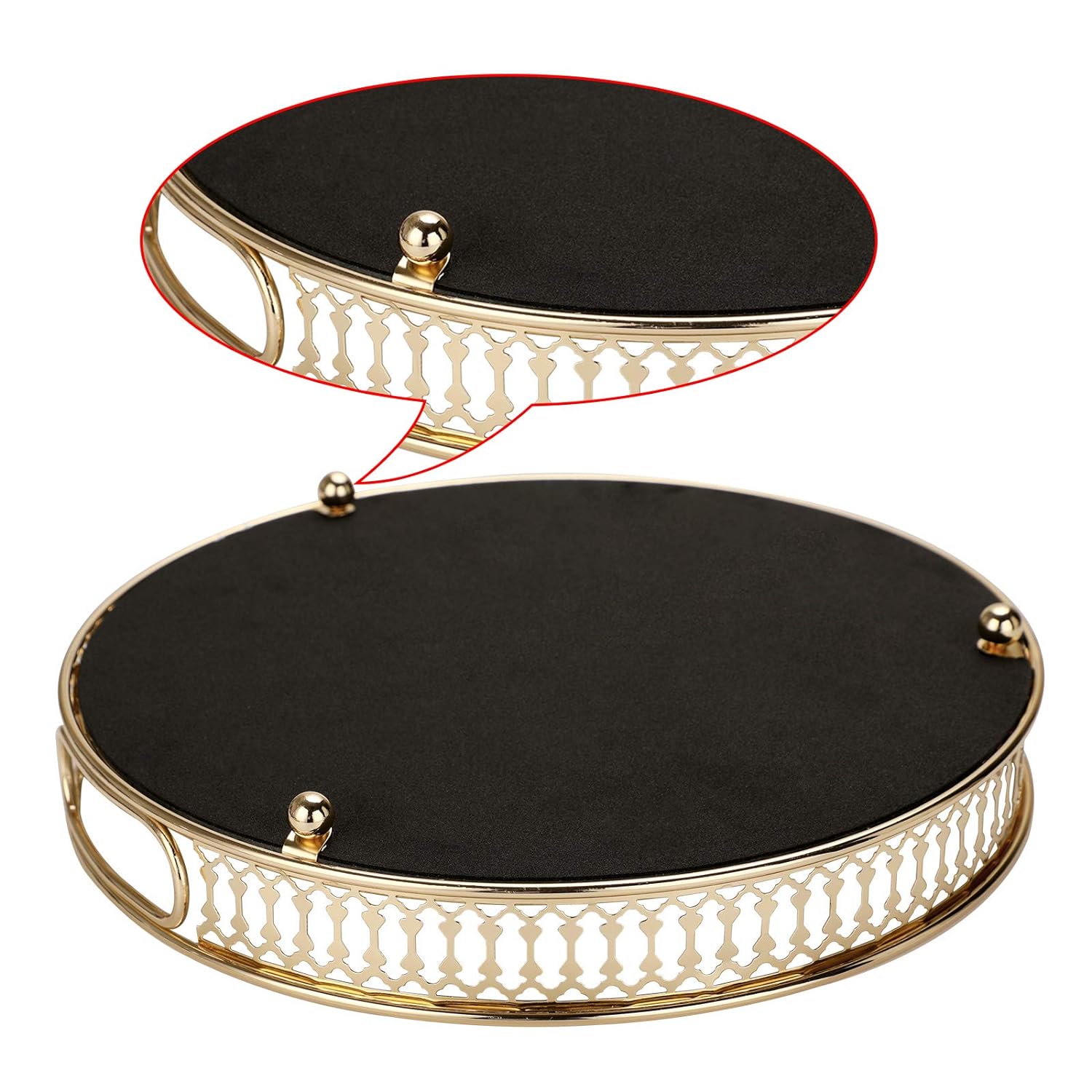Round Metal Makeup Tray – Elegant Mirror Jewelry & Cosmetic Organizer for Dresser, Bathroom & Bedroom - LIFE STORES UGANDA
