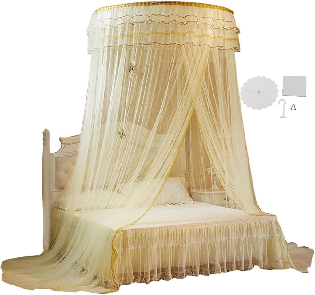 Round Mosquito Net Bed Canopy – Multicolor Travel & Home Insect Protection Dome for Single and Double Beds