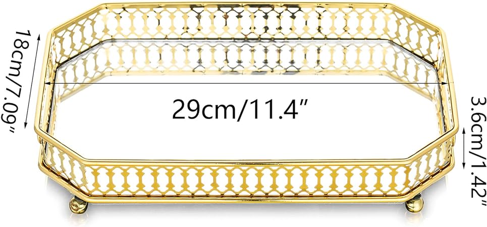 Decorative Gold Mirror Tray for Jewelry, Vanity Dresser, and Candle Display - LIFE STORES UGANDA