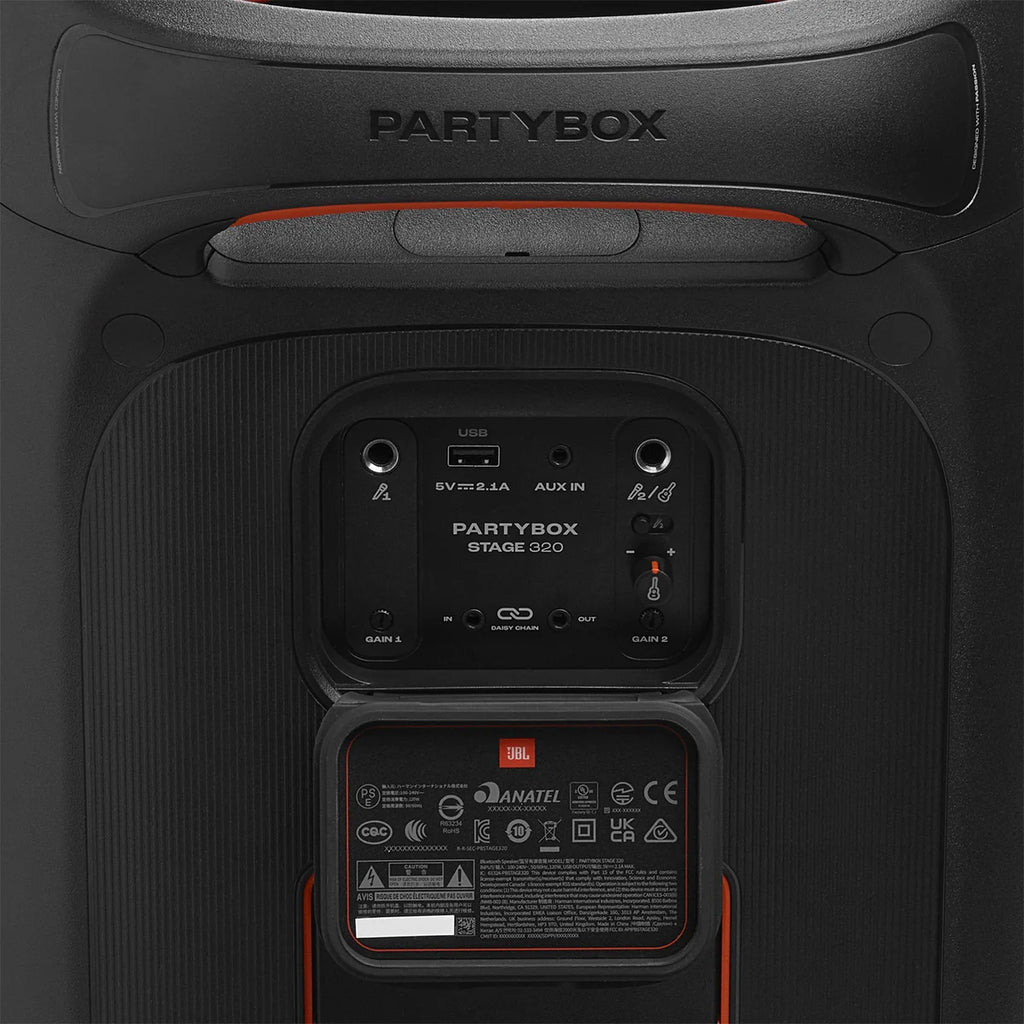 JBL PartyBox Stage 320 Portable Wireless Bluetooth Party Speaker 240W Pro Sound with Wheels & Handle