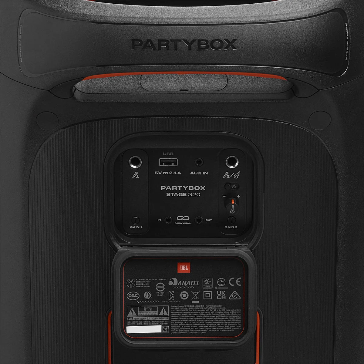 JBL PartyBox Stage 320 Portable Wireless Bluetooth Party Speaker 240W Pro Sound with Wheels & Handle