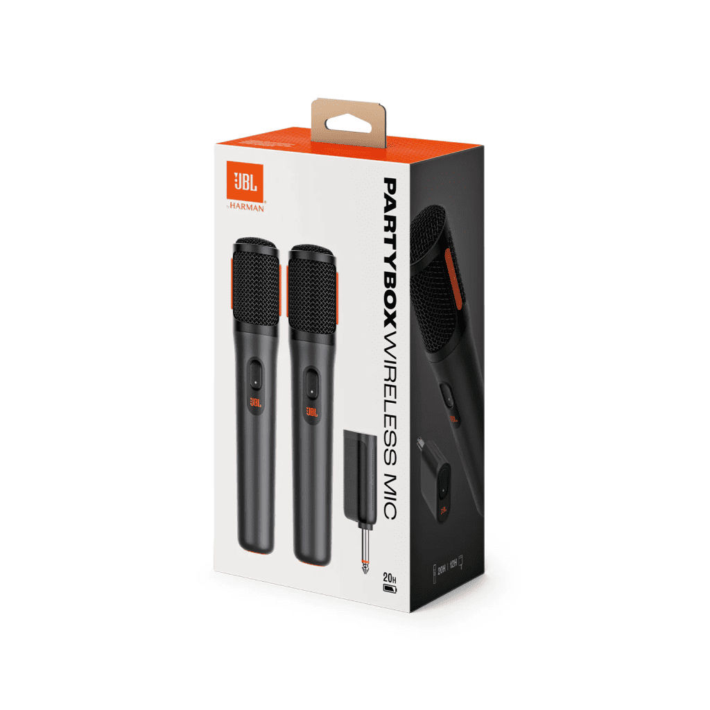 JBL PartyBox Wireless Microphone Set 2x Digital Wireless Mics with Receiver (Rechargeable) Karaoke Mic Kit