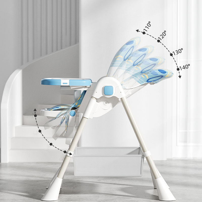 KIDS Baby Dining High Chair with Wheels | Adjustable, Foldable High Feeding Chair | Portable Mobile High Chair for Babies