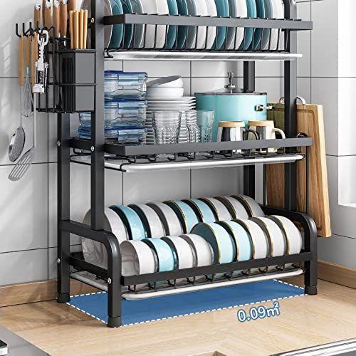 3-Layer Kitchen Dish Organizer Rack – Durable Steel Storage & Drying Rack - LIFE STORES UGANDA