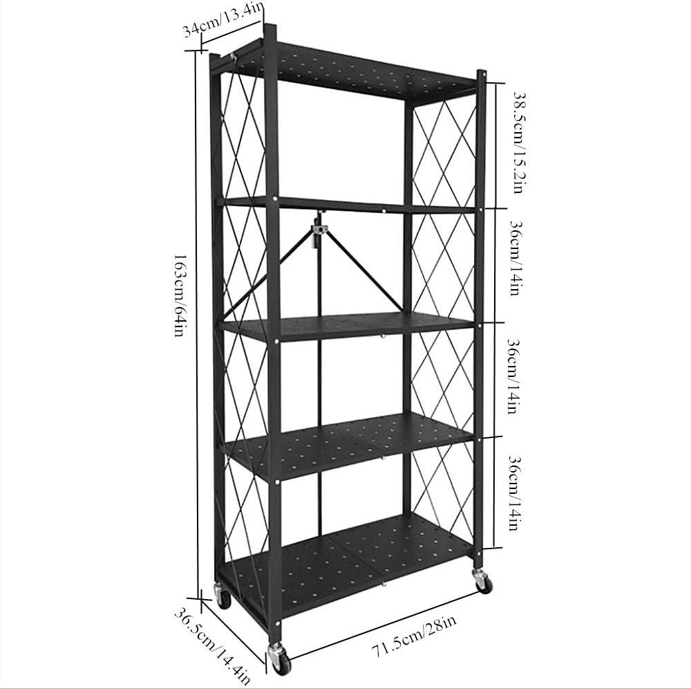5-Layer Foldable Storage Rack – Heavy Duty Steel Organizer, Installation-Free, Large Capacity Storage Shelf - LIFE STORES UGANDA