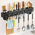 Melairy 40CM Stainless Steel Utensil Rack – Wall Mounted Kitchen Organizer with Knife Slots, Spoon & Chopstick Holders