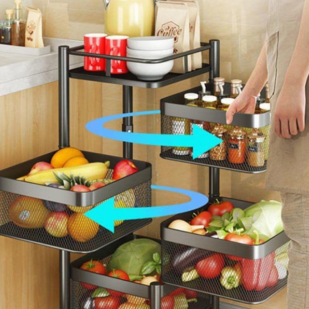 Metal Kitchen Trolley with 5 Open Basket Shelves & 360° Swivel Wheels – Space-Saving Storage Solution - LIFE STORES UGANDA