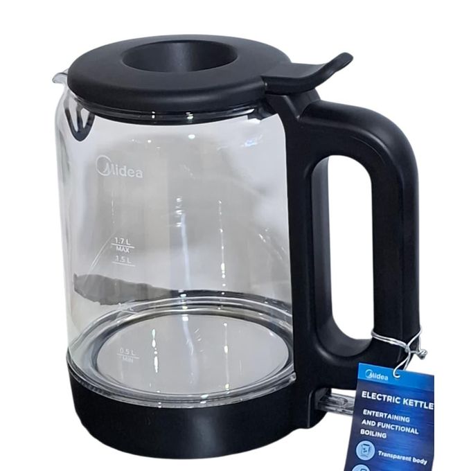 Midea 1.7L Glass Electric Kettle MK-17G06A2M – Fast Boil, LED Light, 360° Base