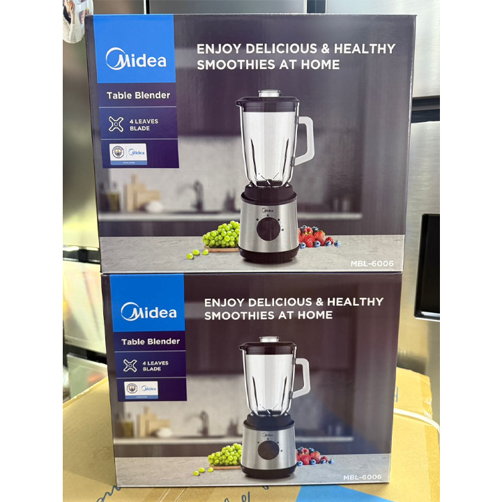 Midea 1.5L Blender 6006W – 400W Stainless Steel, 2 Speed, Glass Jar