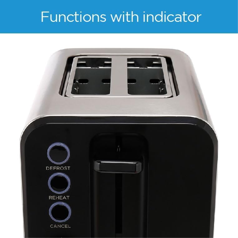 Midea 2 Slice Toaster MT-RW2L20W – 950W, 7 Browning Levels, Stainless Steel