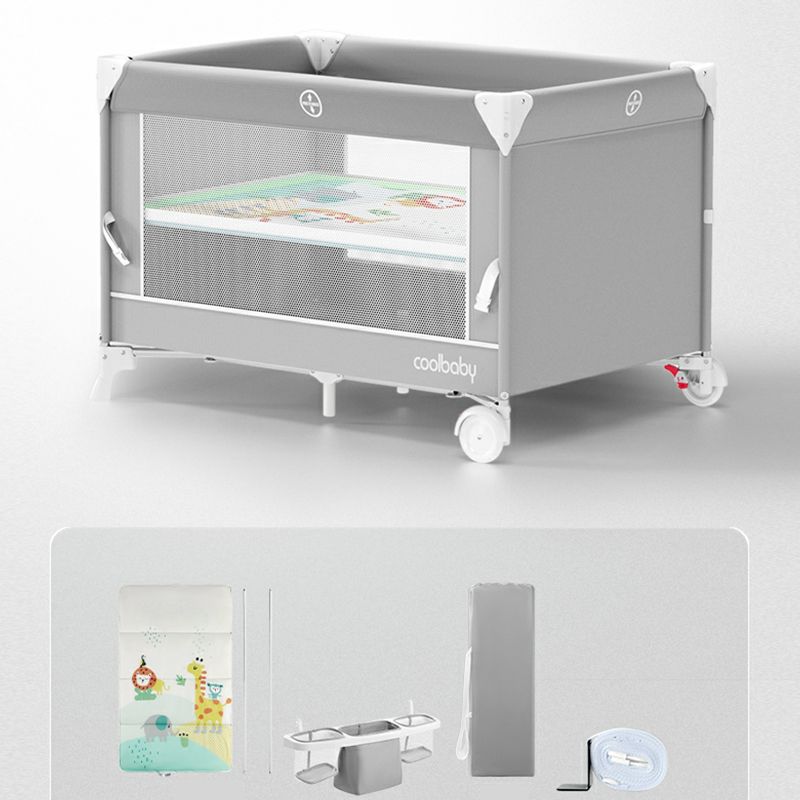 Folding Mini Metal Crib with Guard Rails | Under-Bed Storage & Locking Wheels