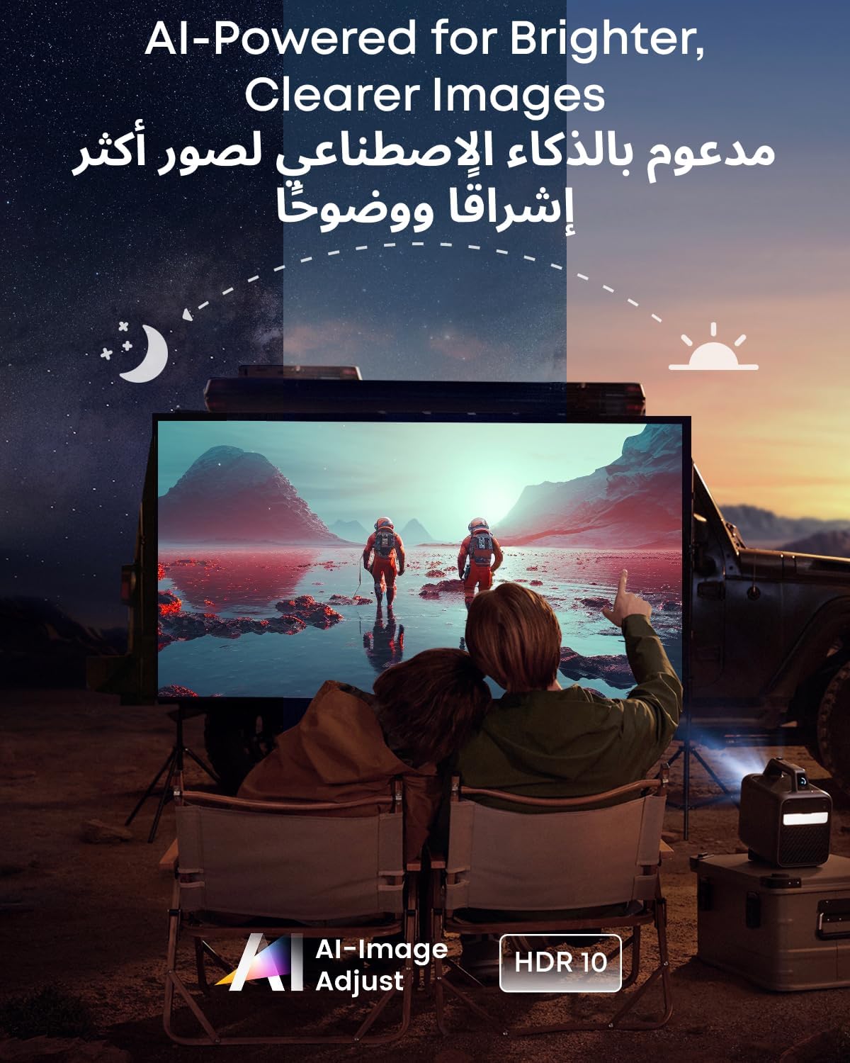 Nebula Anker Mars 3 Outdoor Portable Projector – 1080P Full HD Smart Projector with Battery, 1000 ANSI Lumens & Android TV
