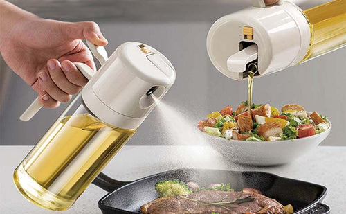 2-in-1 Oil Sprayer & Pour Bottle – Versatile Glass Oil Spray for Cooking - LIFE STORES UGANDA