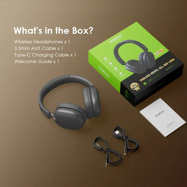 Oraimo BoomPop Lite OHP-317 Wireless Over-Ear Headphones with ENC, 65H Battery, Bluetooth 5.3 & Deep Bass