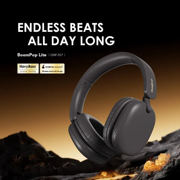 Oraimo BoomPop Lite OHP-317 Wireless Over-Ear Headphones with ENC, 65H Battery, Bluetooth 5.3 & Deep Bass