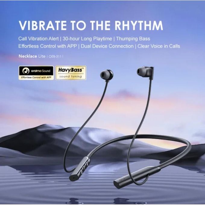 Oraimo Necklace Lite OEB-311 Neckband Wireless Earphones Bluetooth 5.3, 30H Playtime, ENC, Deep Bass, Magnetic Earbuds