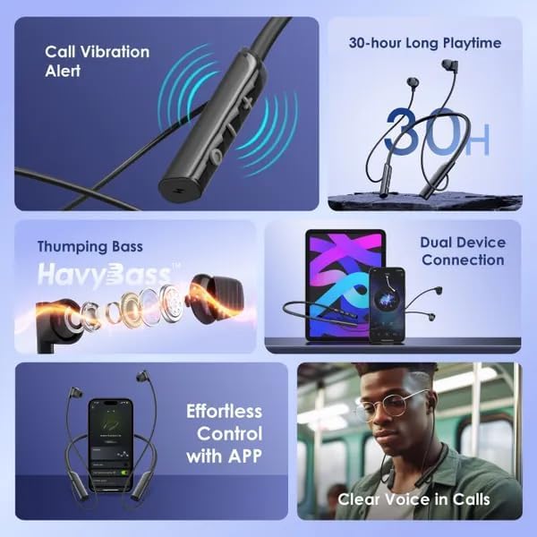 Oraimo Necklace Lite OEB-311 Neckband Wireless Earphones Bluetooth 5.3, 30H Playtime, ENC, Deep Bass, Magnetic Earbuds