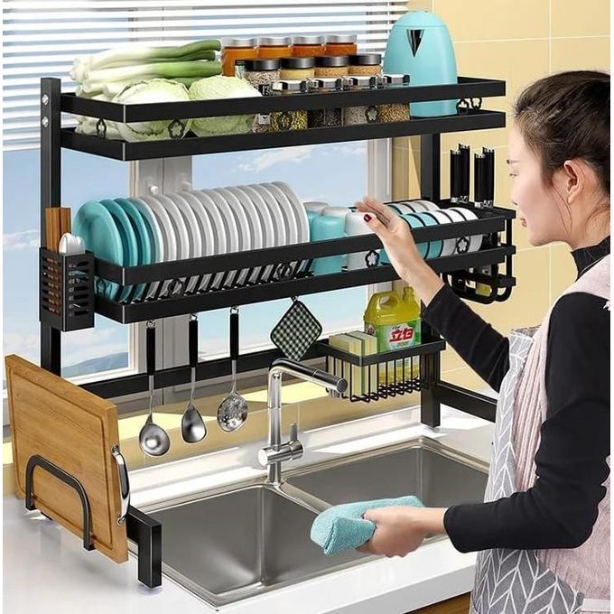 Over Sink Dish Rack – Heavy Duty Stainless Steel Organizer, Space-Saving Multi-Function Storage