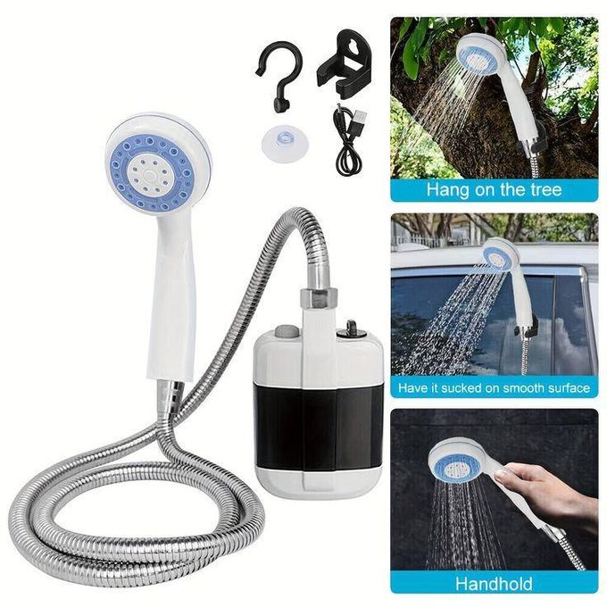 Portable Rechargeable Camping Shower Pump – Battery Powered Outdoor Electric Shower for Camping, Hiking & Travel