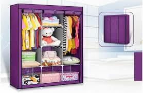 Portable Wooden 3-Column Wardrobe Closet – Spacious & Durable Storage Solution - LIFE STORES UGANDA