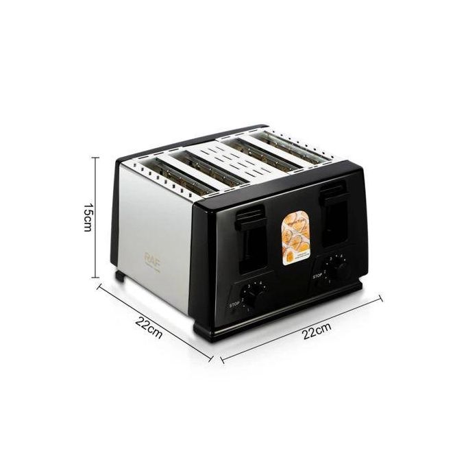 RAF 4-Slice Electric Toaster 1300W – Fast Breakfast Bread Toaster with Variable Browning Control & Crumb Tray