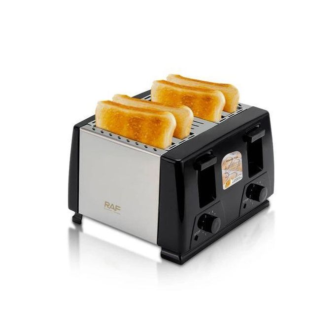 RAF 4-Slice Electric Toaster 1300W – Fast Breakfast Bread Toaster with Variable Browning Control & Crumb Tray