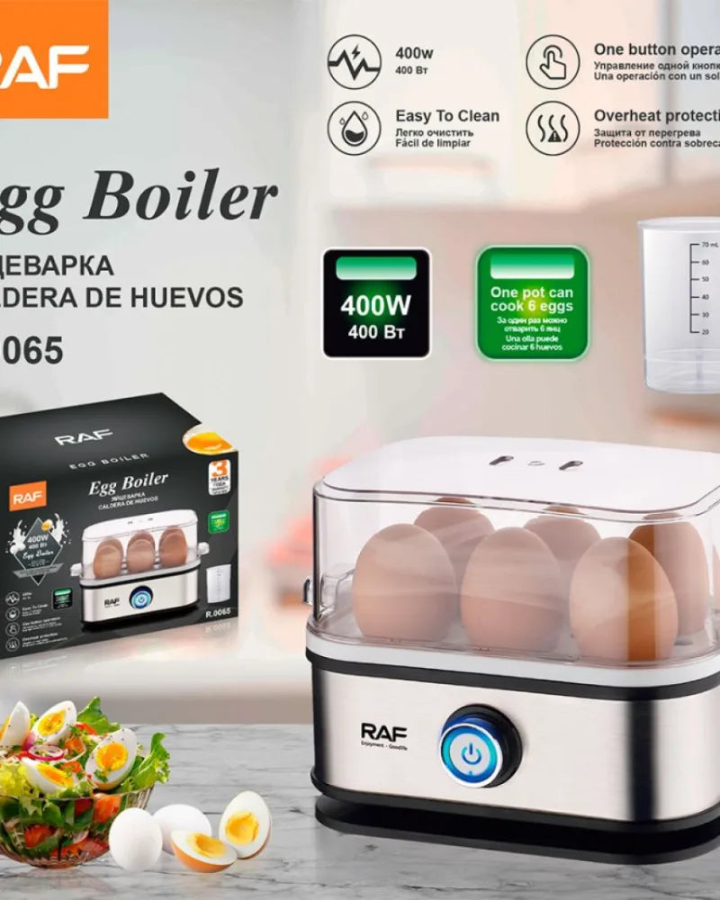 RAF 6 Egg Electric Egg Boiler Stainless Steel Rapid Cooker with Auto Shut-Off & Overheat Protection