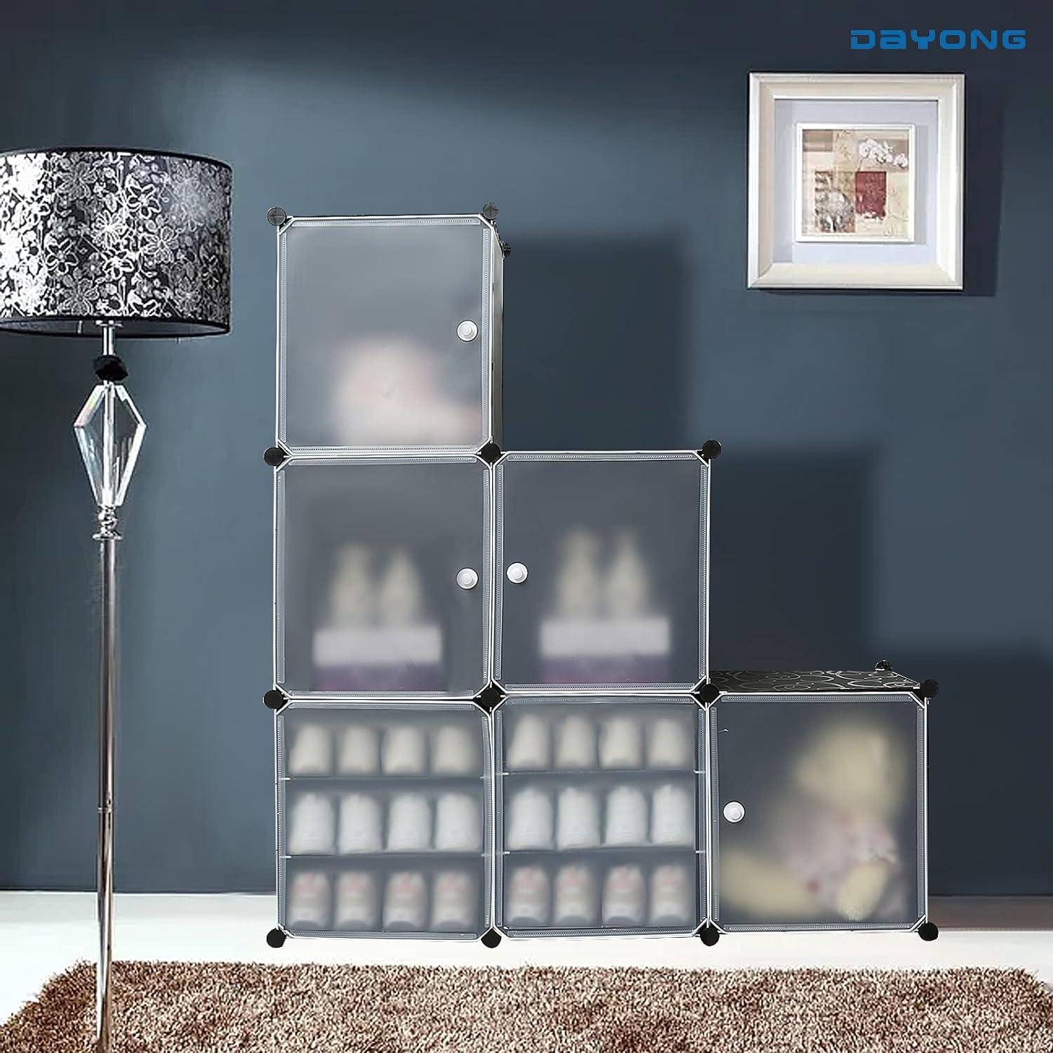 Portable Shoe Rack Organizer Tower – Modular Cube Storage Shoe Cabinet with Translucent Doors - LIFE STORES UGANDA