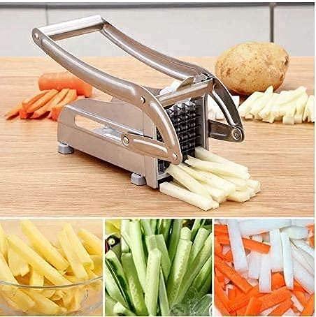 Stainless Steel Manual French Fries Potato Chips Cutter – Silver (Effortless Cutting for Perfect Fries Every Time!) - LIFE STORES UGANDA