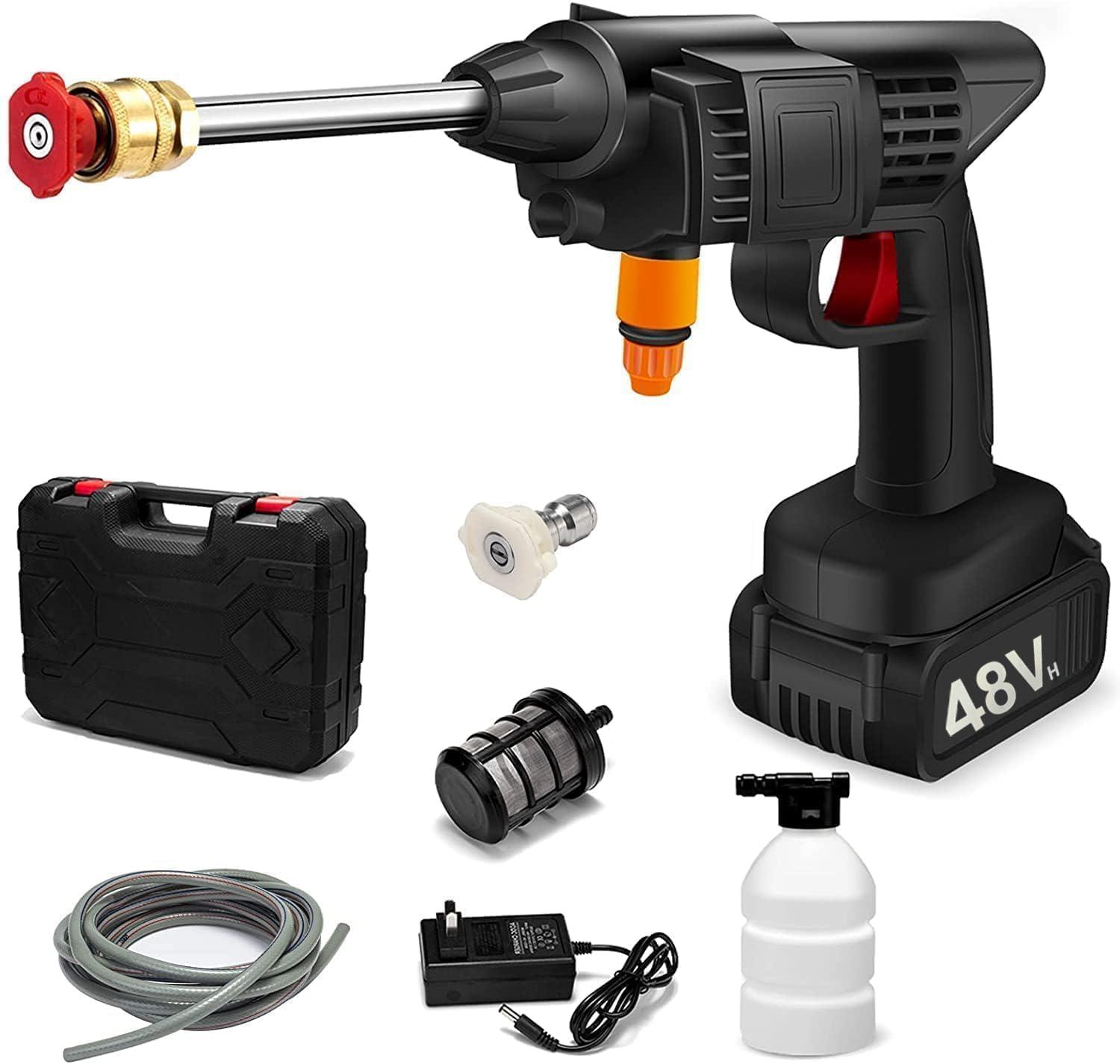 High Pressure Washer for Car Washing – Electric Pressure Washer Gun with Adjustable 3-in-1 Nozzle (2 Batteries) - LIFE STORES UGANDA