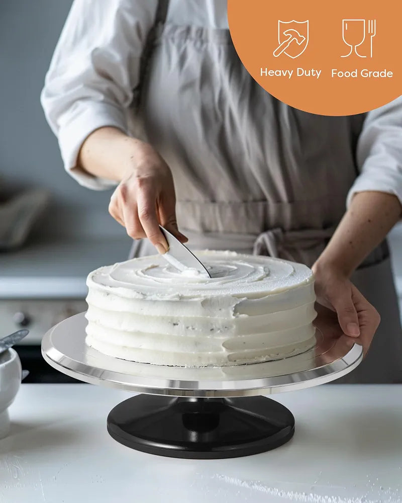 12-Inch Rotating Aluminum Alloy Cake Decorating Stand – 360° Cake Turntable for Icing, Decorating & Baking