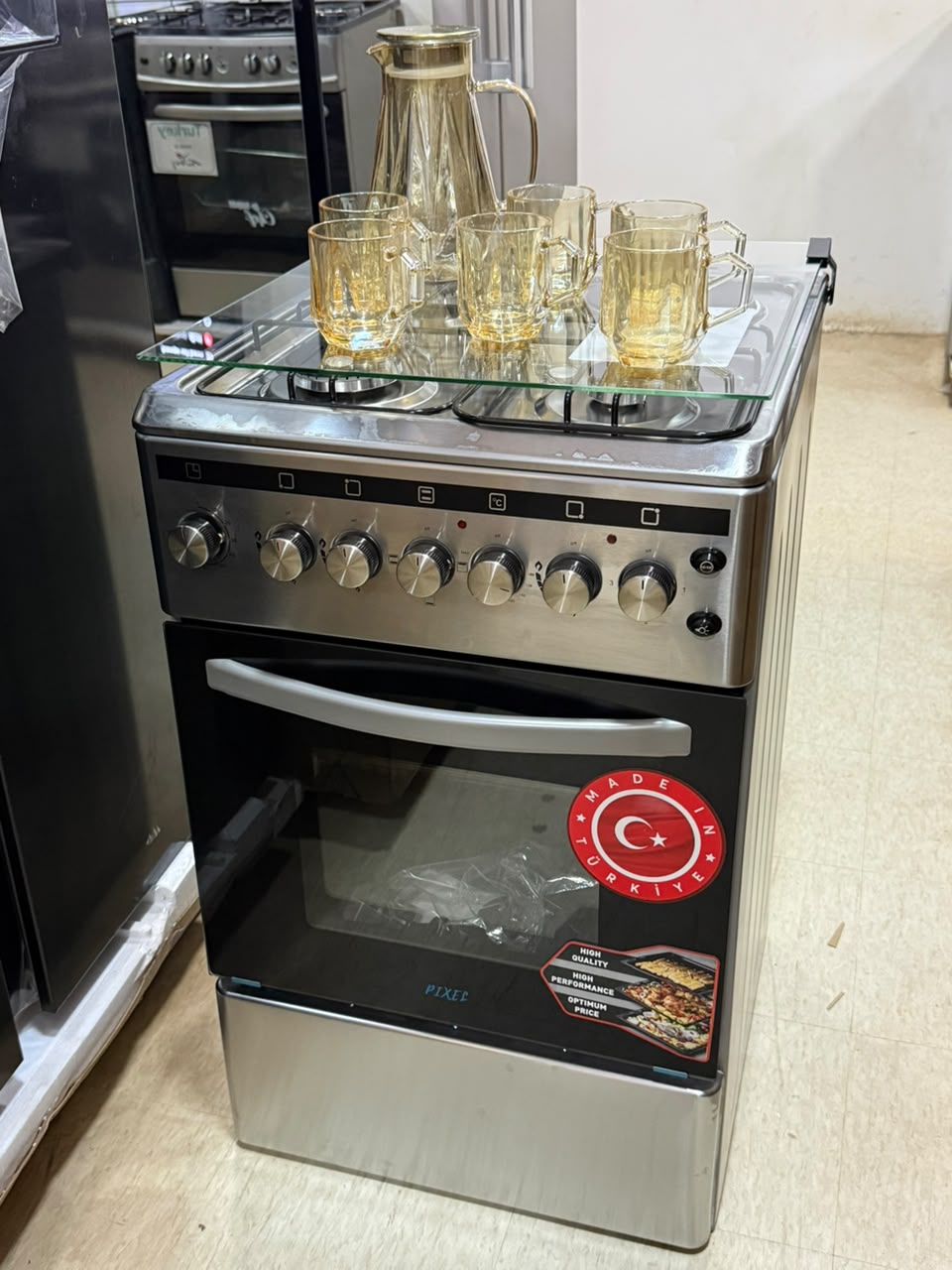 Pixel 50×55cm Stainless Steel Cooker with Stand & Electric Oven – Free Jar Set