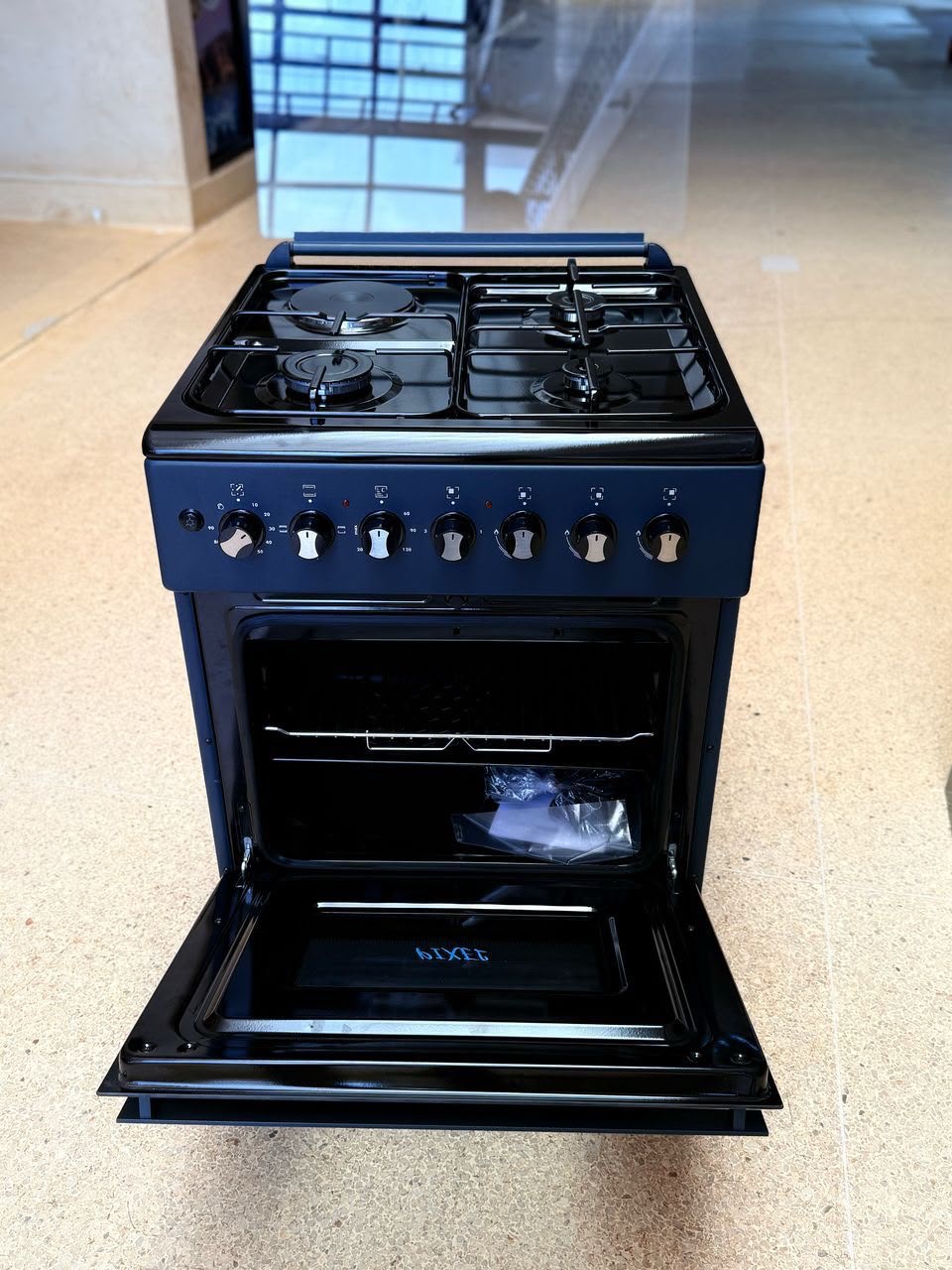 Pixel 60×60 3+1 Cooker – Black | Auto Ignition, Rotisserie, Grill & Timer
