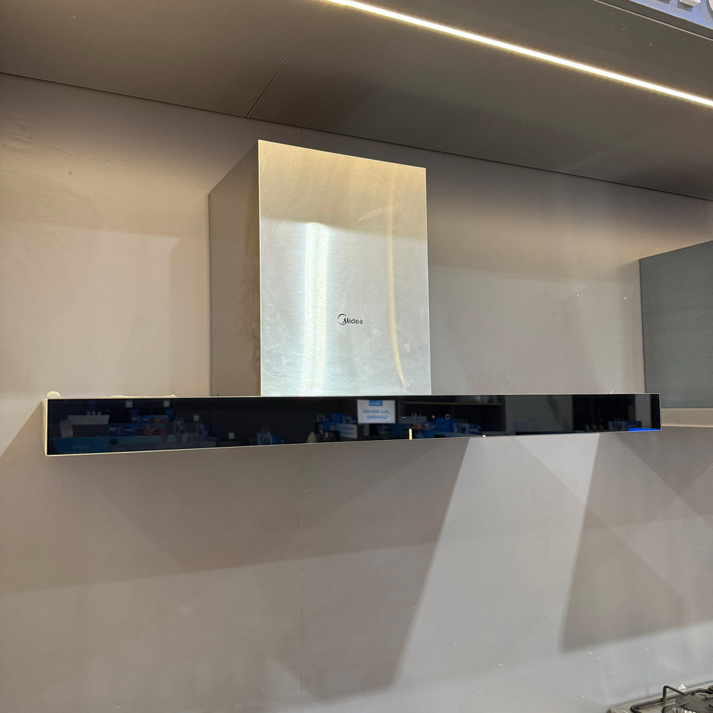 Midea 90cm Wall-Mounted T-Shaped Cooker Hood – Stainless Steel & Black Glass