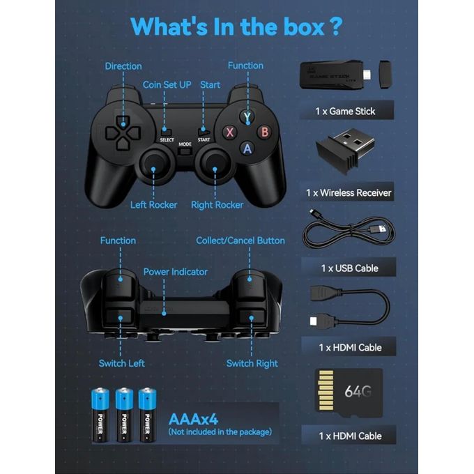 Game TV Stick Lite – 20,000+ Retro Games with 2 Wireless Controllers