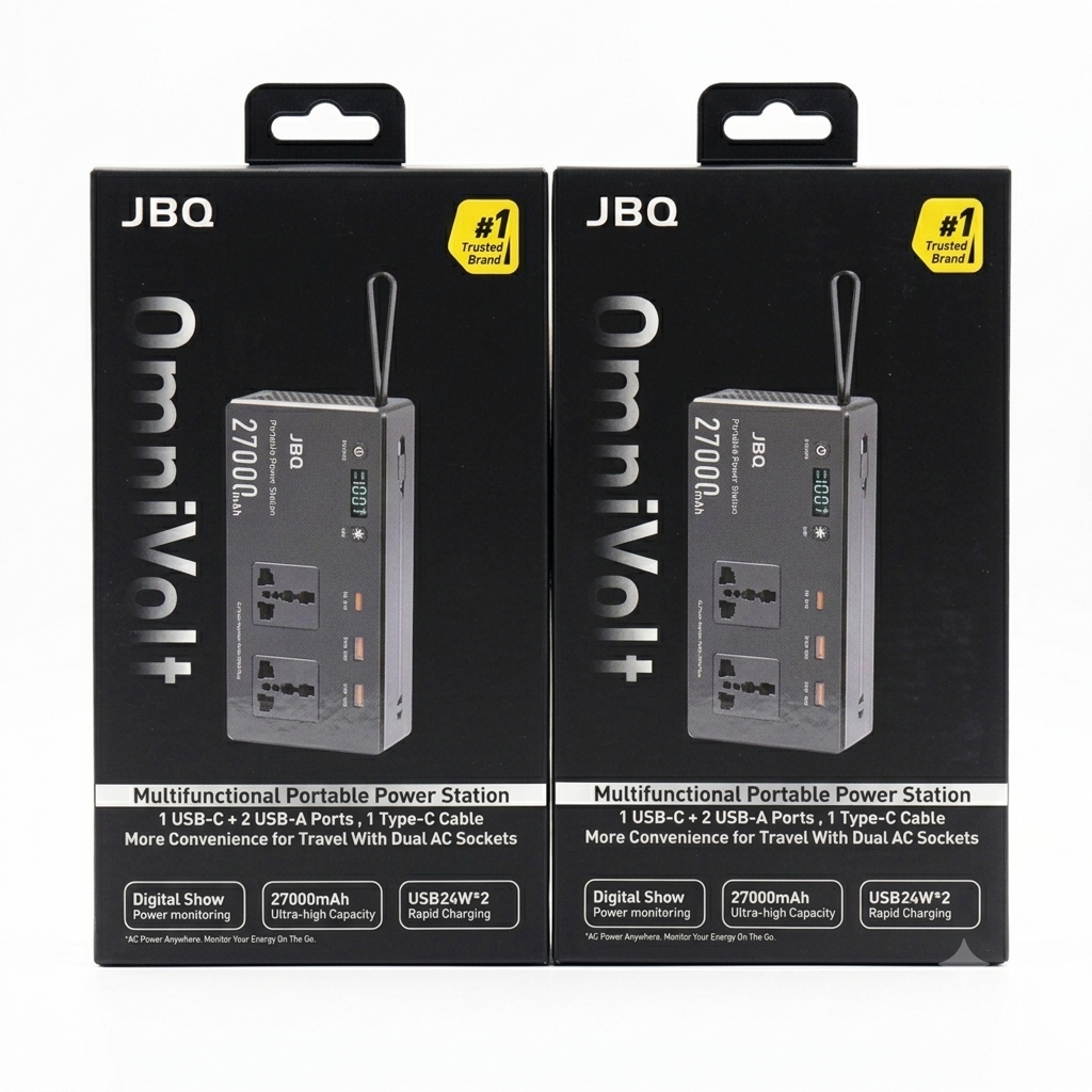 JBQ OmniVolt 27000mAh Portable Power Station – 300W AC Output, 60W USB-C & Multifunctional Backup Power