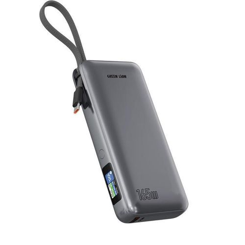 Green Lion Tron X 20000mAh 165W Power Bank – Built-In USB-C Cable, Laptop Charging & Smart TFT Display
