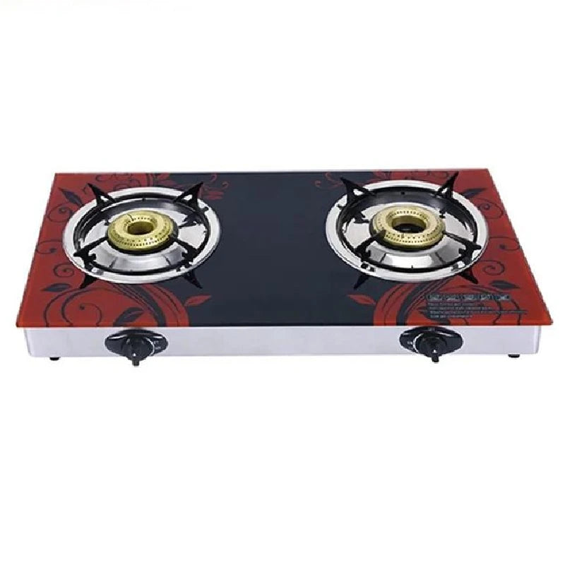 Pixel 2-Burner Gas Hot Plate – Tempered Glass with Automatic Ignition