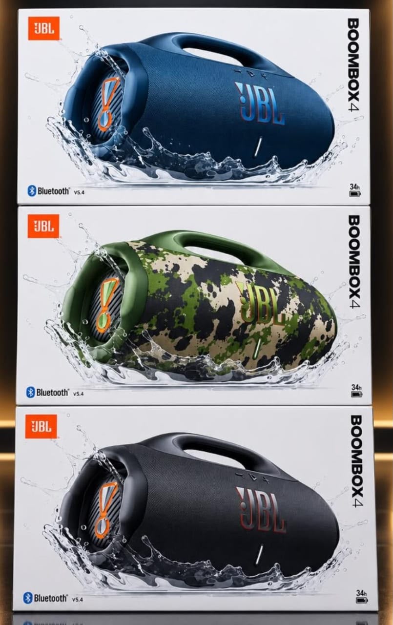 JBL Boombox 4 Portable Bluetooth Speaker – AI Sound Boost, IP68 Waterproof & Up to 34 Hours Playtime