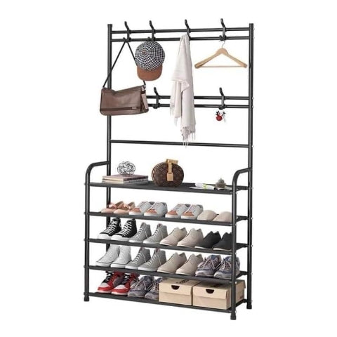 Multi-Tier Shoe Rack & Garment Rack – Stylish, Functional, & Space-Saving