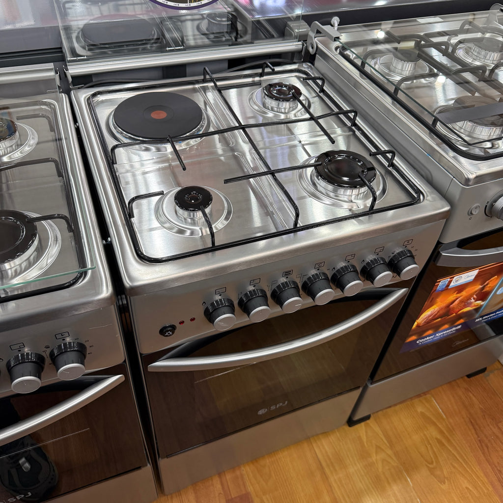 SPJ 50x50cm 3 Gas + 1 Electric Dual-Fuel Cooker – Dual Oven, Auto Ignition & Grill