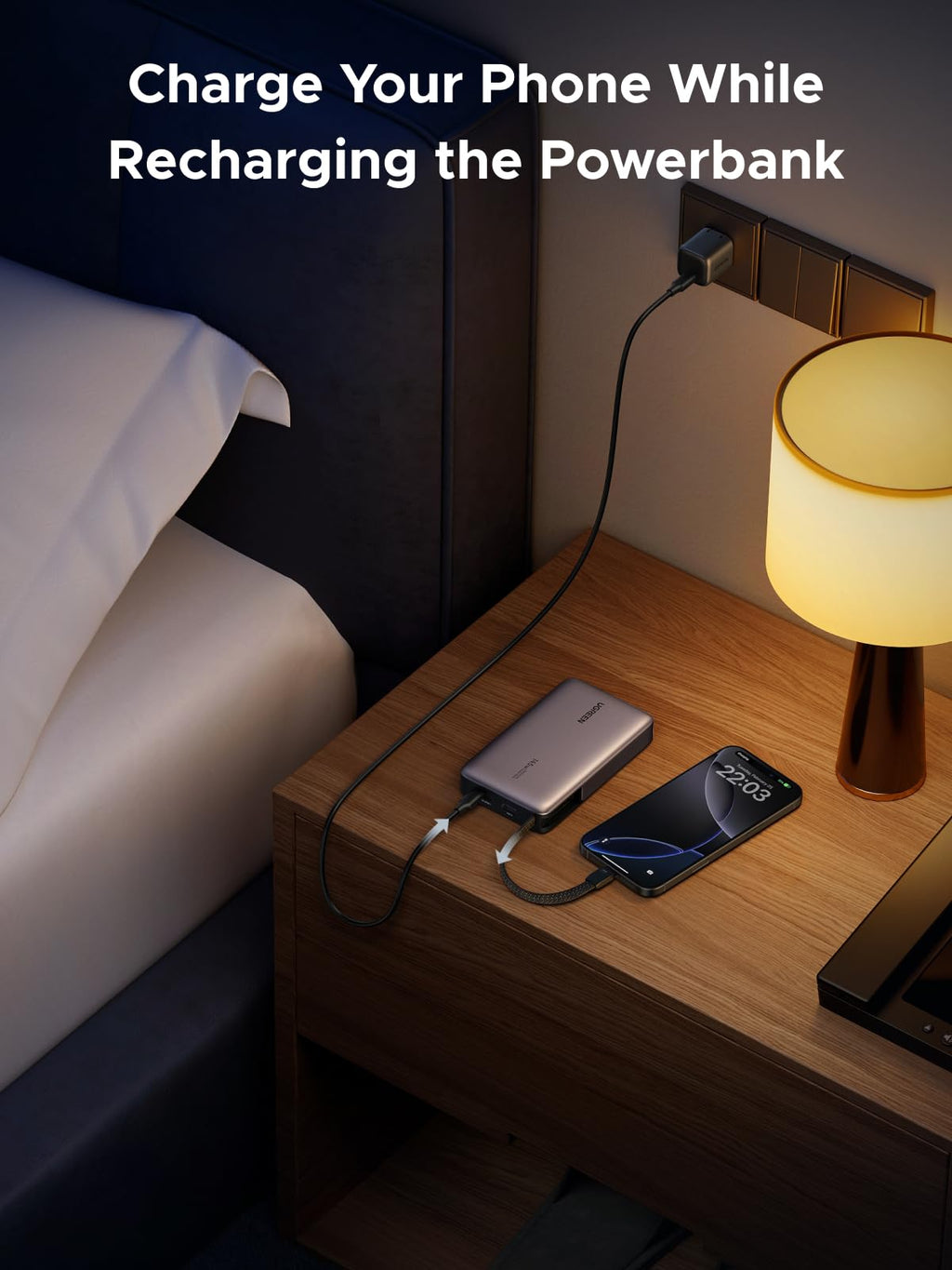 UGREEN Nexode 20000mAh 145W Power Bank – Built-In USB-C Cable, Laptop Charging & 72Wh Battery
