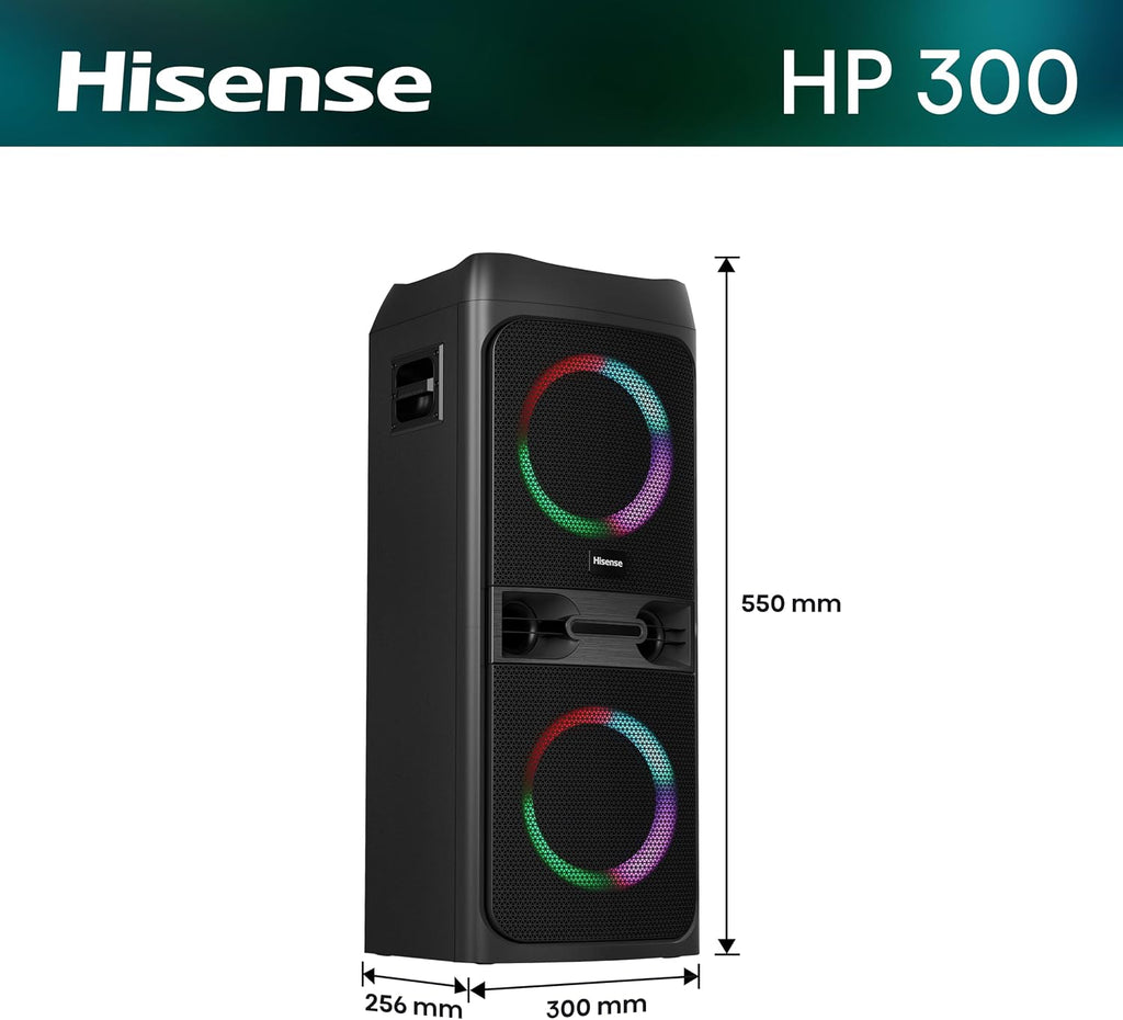 Hisense HP300 400W DJ Party Speaker – RGB Lights, Karaoke, Bass Boost & Bluetooth 5.0