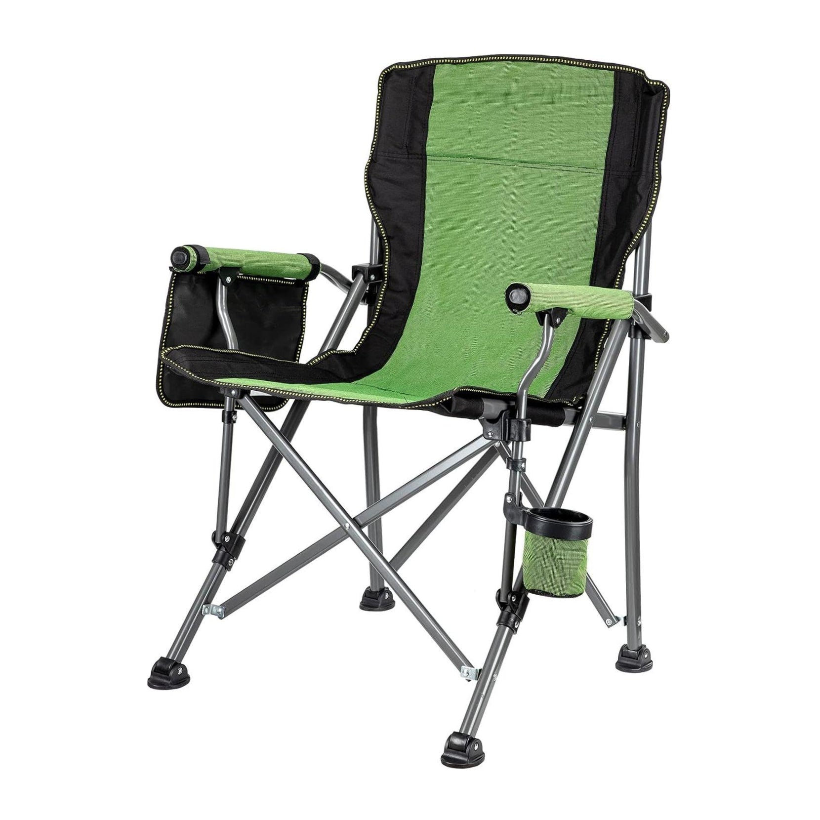 Folding Camping Chair – Extra-Wide Lightweight Outdoor Chair with Armrests and Cup Holder (120kg Capacity)