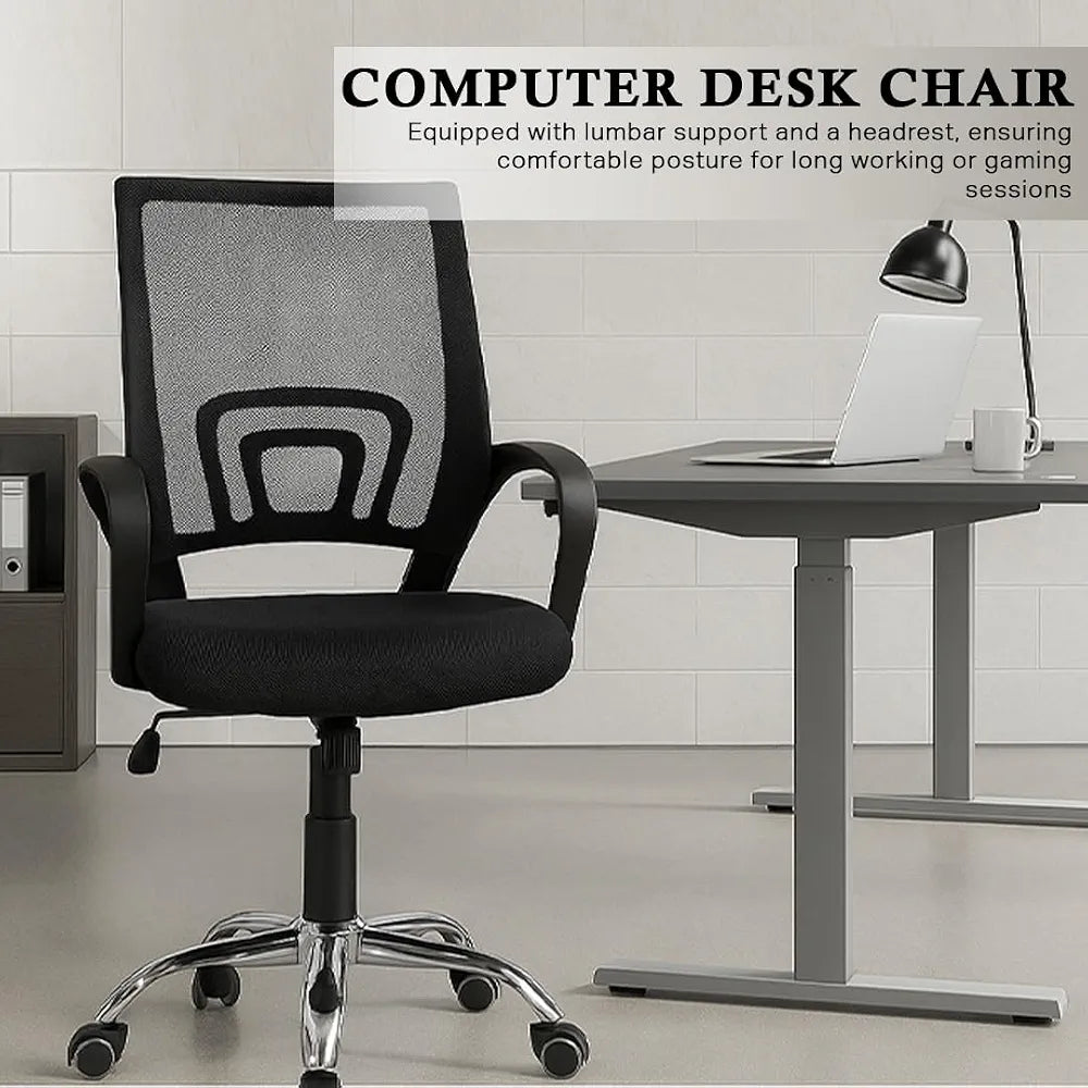 Black Executive Office Chair – Ergonomic High-Back Desk Chair with Lumbar Support, Headrest & Wheels