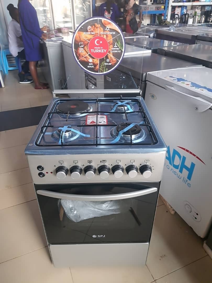 SPJ 50x50cm 3 Gas + 1 Electric Dual-Fuel Cooker – Dual Oven, Auto Ignition & Grill
