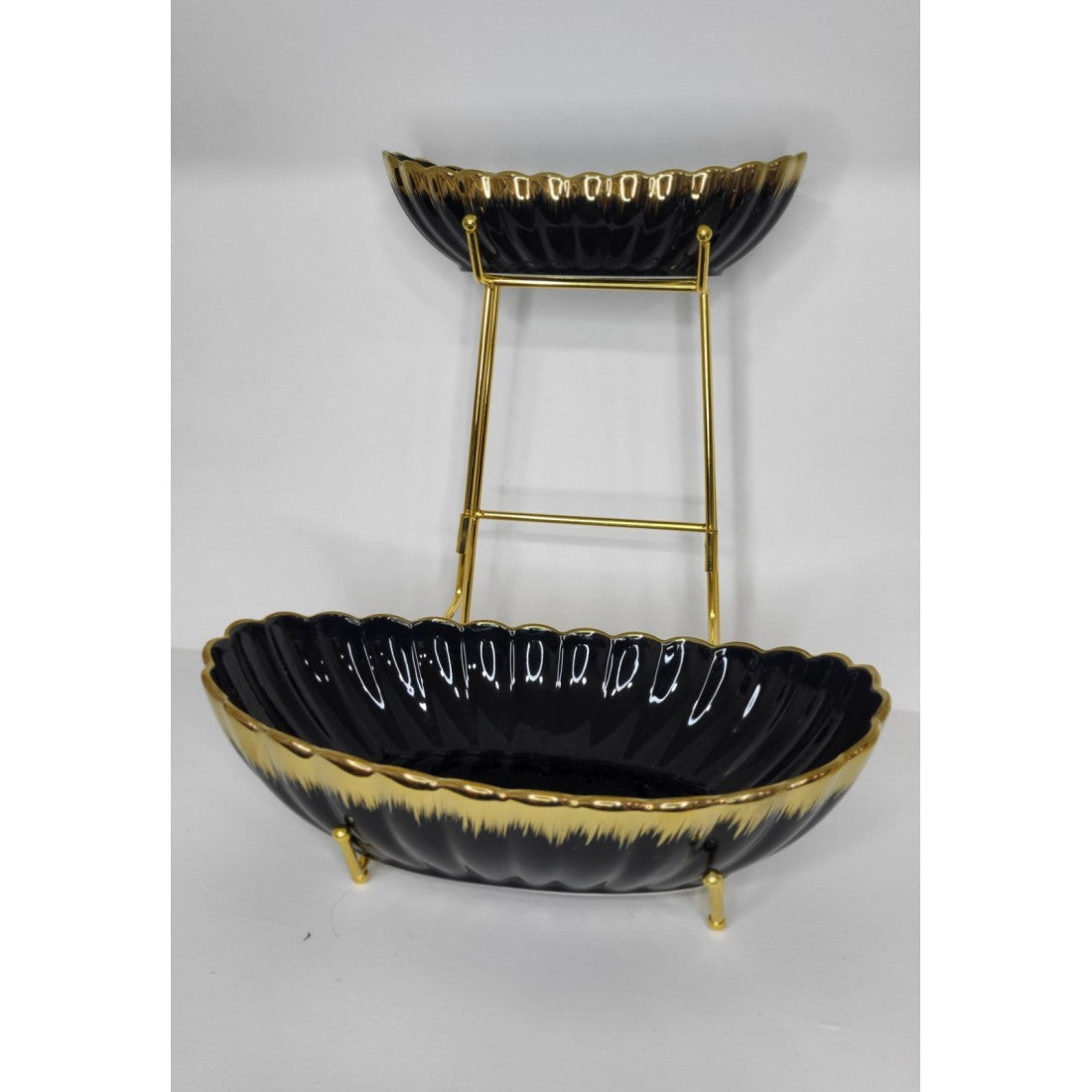 3-Tier Ceramic Fruit Bowl/ Salad bowl with Elegant Gold Stand – Stylish Storage & Serving Solution