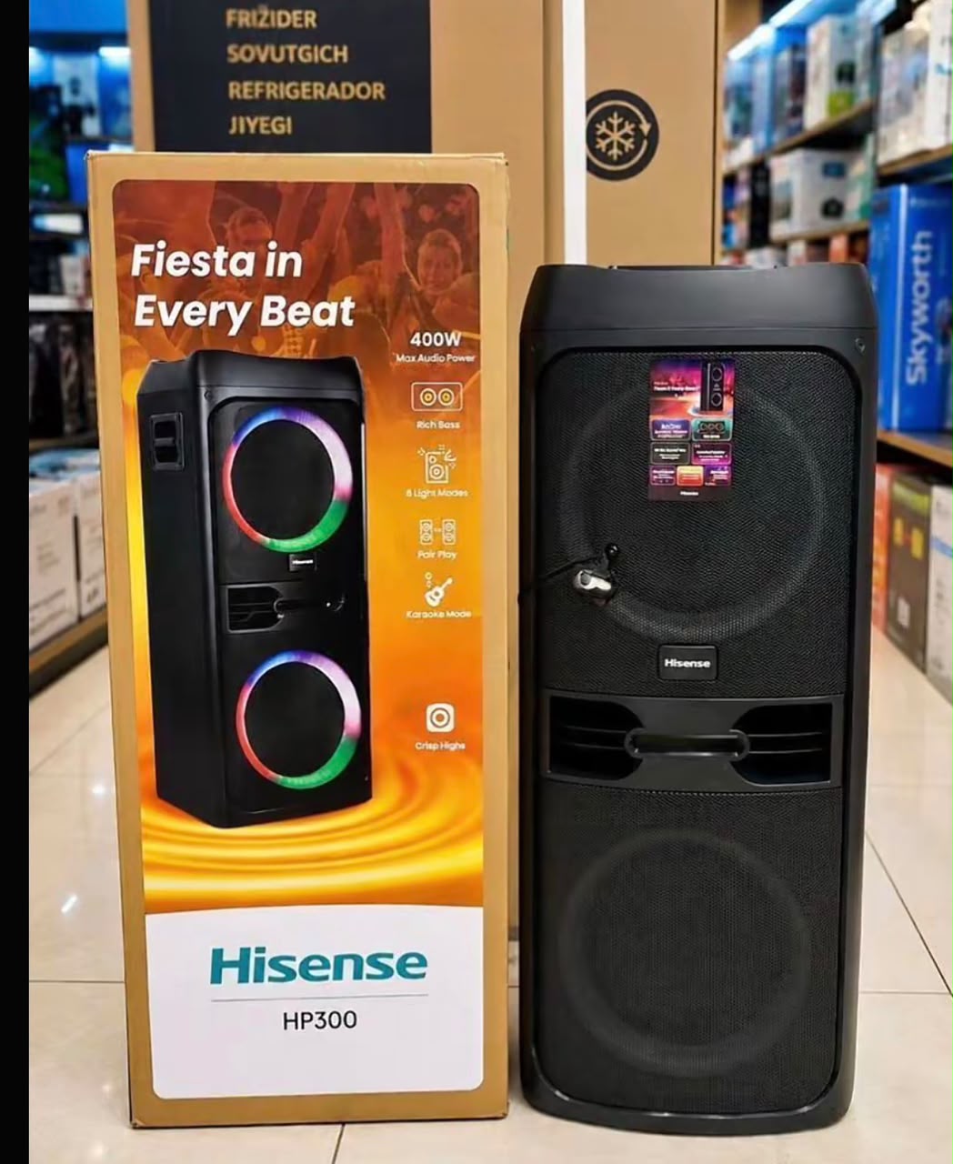 Hisense HP300 400W DJ Party Speaker – RGB Lights, Karaoke, Bass Boost & Bluetooth 5.0