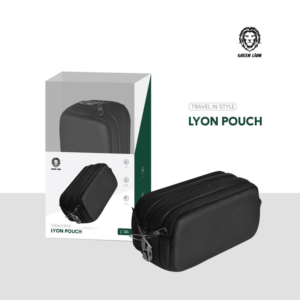 Green Lion Lyon Plus Fingerprint Bag – 3-Zipper Smart Anti-Theft PU Leather Pouch